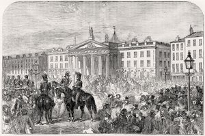Sackville Street i Dublin under oprøret i 1847 af English School
